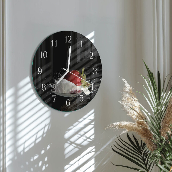 Glas wanduhr Erdbeere