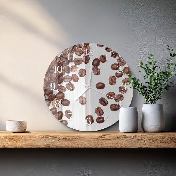 Glas wanduhr Kaffeebohnen