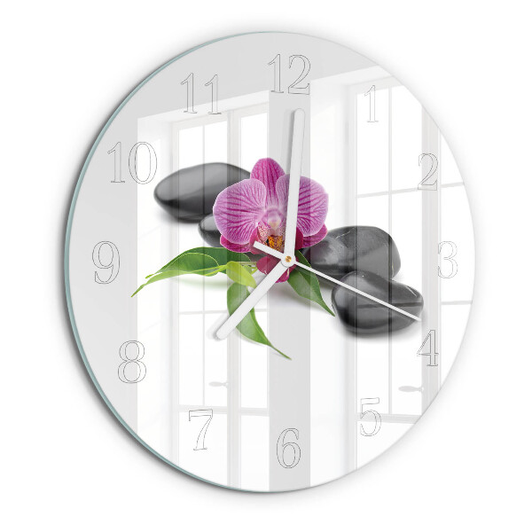Glas wanduhr Orchidee