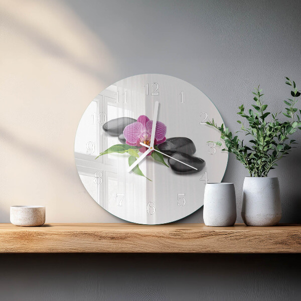 Glas wanduhr Orchidee