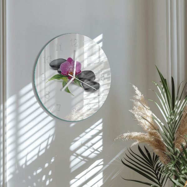 Glas wanduhr Orchidee