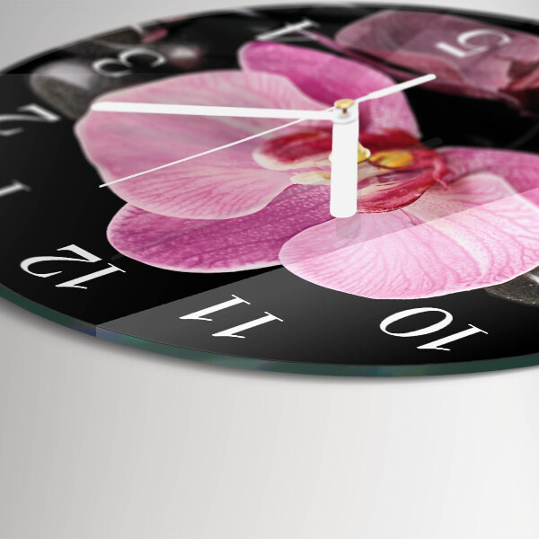 Glas wanduhr Orchidee