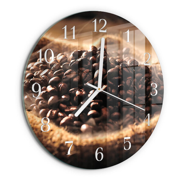 Glas wanduhr Kaffeebohnen