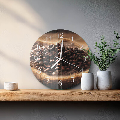 Glas wanduhr Kaffeebohnen