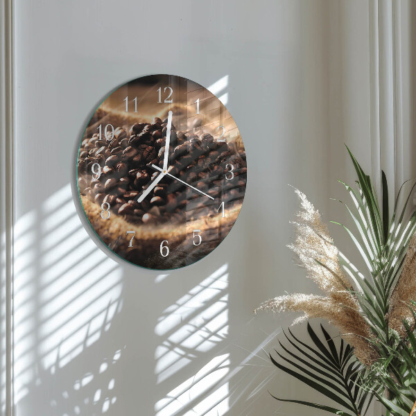 Glas wanduhr Kaffeebohnen