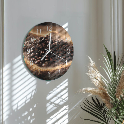 Glas wanduhr Kaffeebohnen