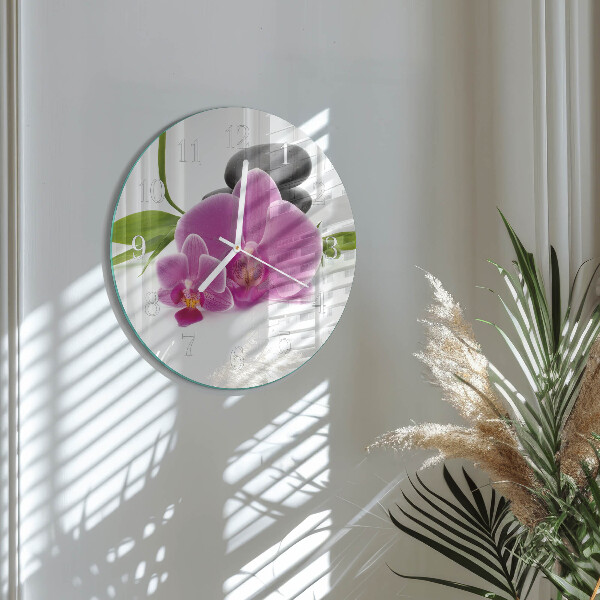 Glas wanduhr Orchidee
