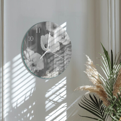Glas wanduhr Mohnblumen
