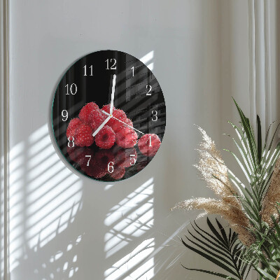 Glas wanduhr Himbeeren