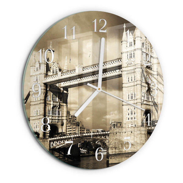 Glas wanduhr London Bridge Sepia