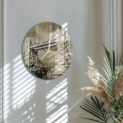 Glas wanduhr London Bridge Sepia
