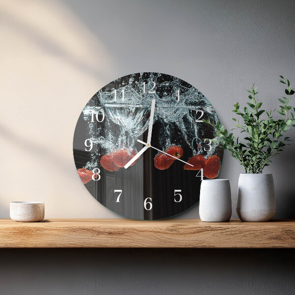 Glas wanduhr Erdbeeren