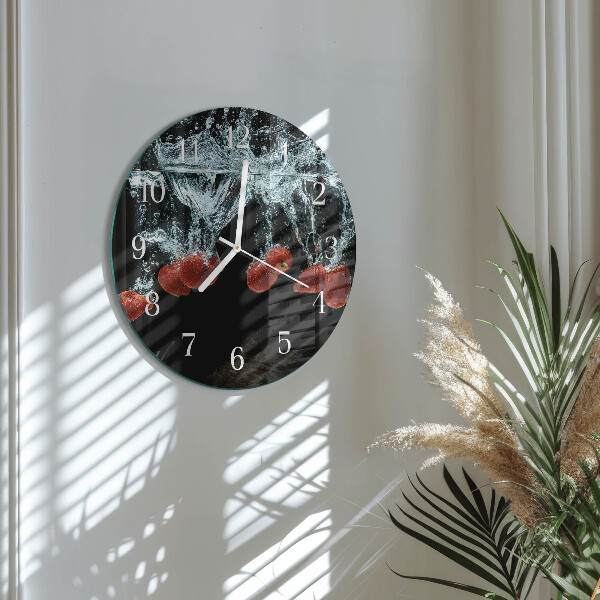 Glas wanduhr Erdbeeren