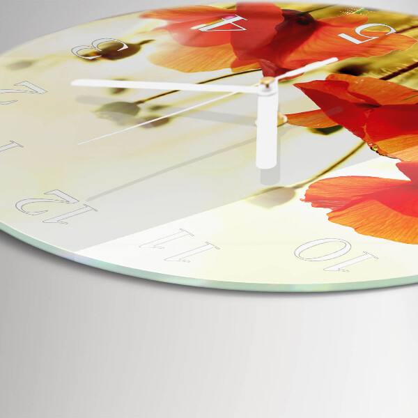 Glas wanduhr Mohnblumen