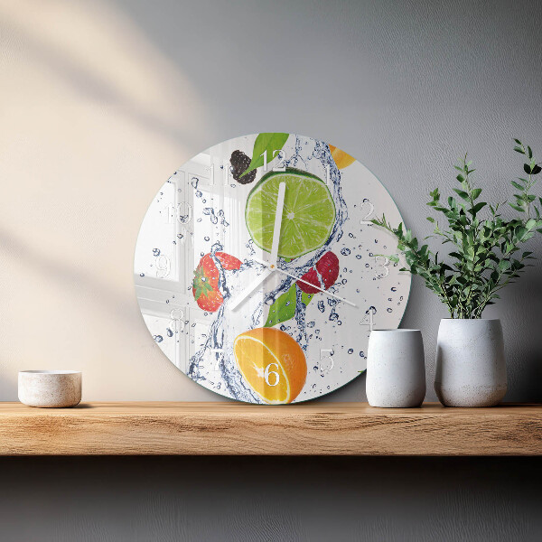 Glas wanduhr Früchte Zitrone