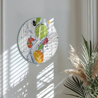 Glas wanduhr Früchte Zitrone