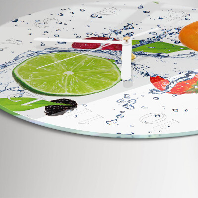 Glas wanduhr Früchte Zitrone
