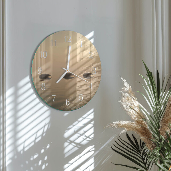 Glas wanduhr Steine Wasser