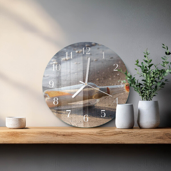 Glas wanduhr Flaschenbrief
