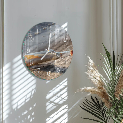 Glas wanduhr Flaschenbrief