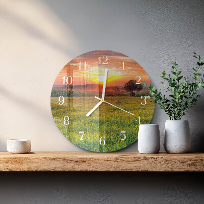 Glas wanduhr Landschaftswiese