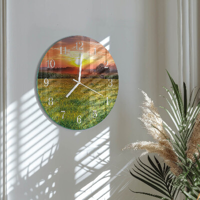 Glas wanduhr Landschaftswiese