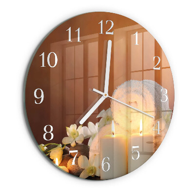 Glas wanduhr Spa-Kerzen