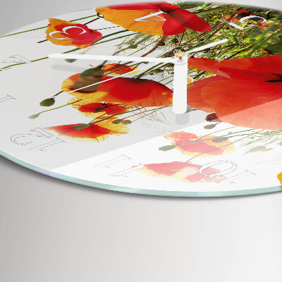Glas wanduhr Mohnblumen