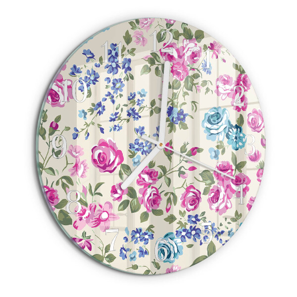 Glas wanduhr Rosen