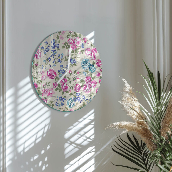 Glas wanduhr Rosen