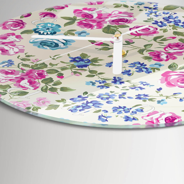 Glas wanduhr Rosen