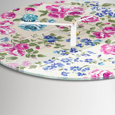 Glas wanduhr Rosen