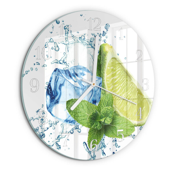 Glas wanduhr Limette und Minze