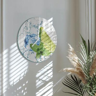 Glas wanduhr Limette und Minze