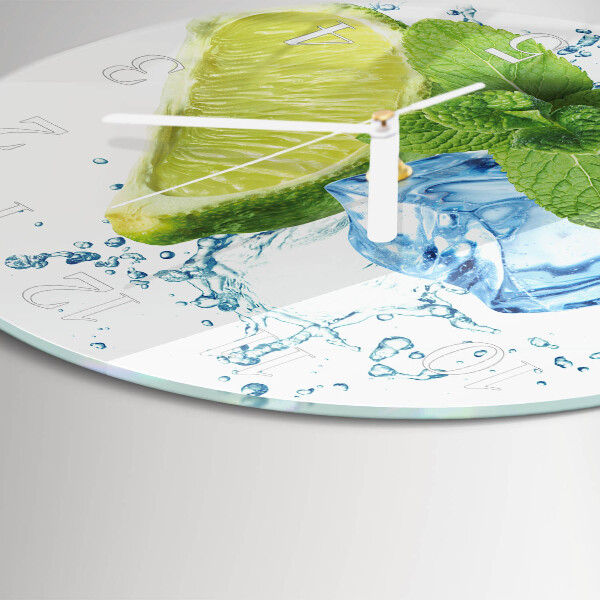 Glas wanduhr Limette und Minze