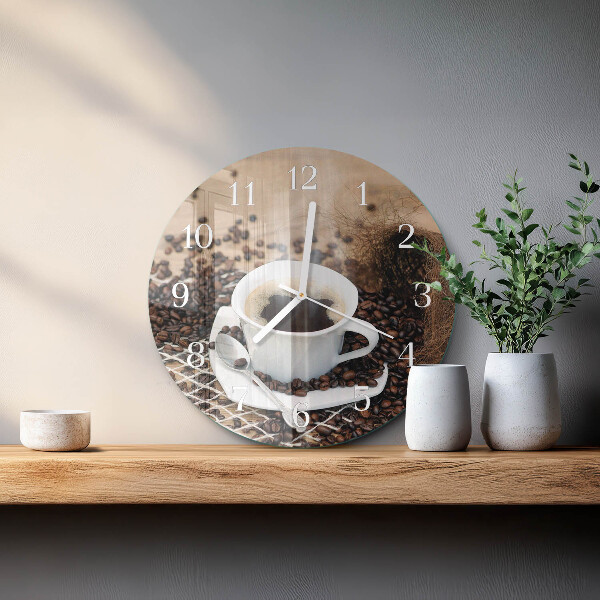 Glas wanduhr Tasse Kaffee