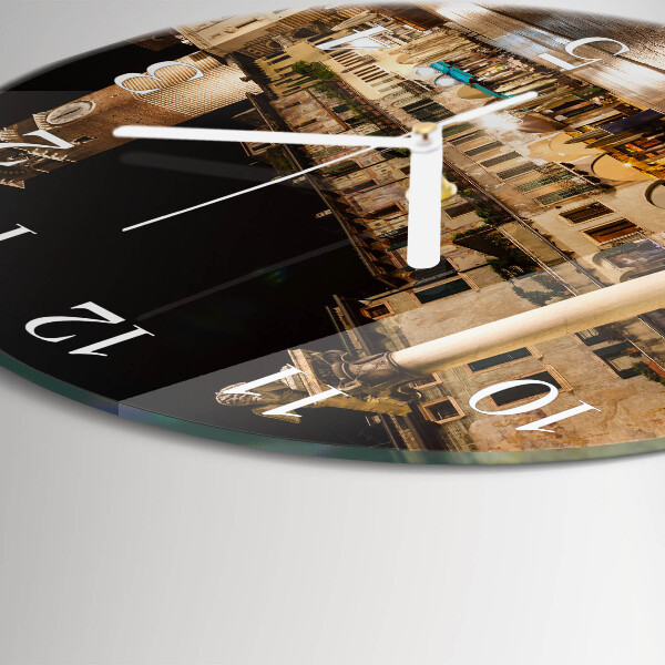 Glas wanduhr Abend in der Stadt