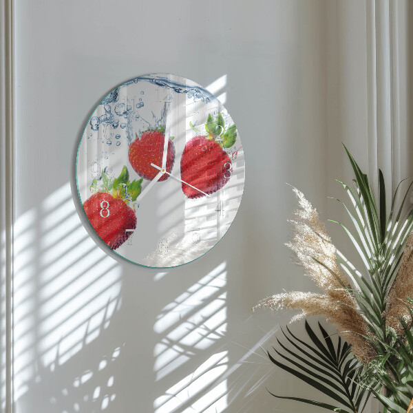 Glas wanduhr Erdbeeren