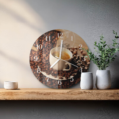 Glas wanduhr Tasse Kaffee