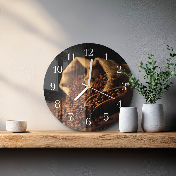 Glas wanduhr Kaffeebohnen