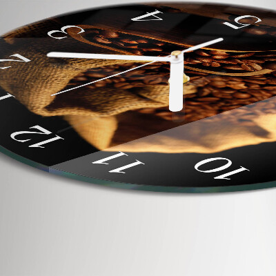 Glas wanduhr Kaffeebohnen
