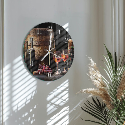 Glas wanduhr Weinfass