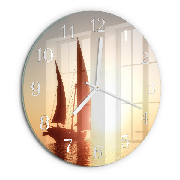Glas wanduhr Segelboot