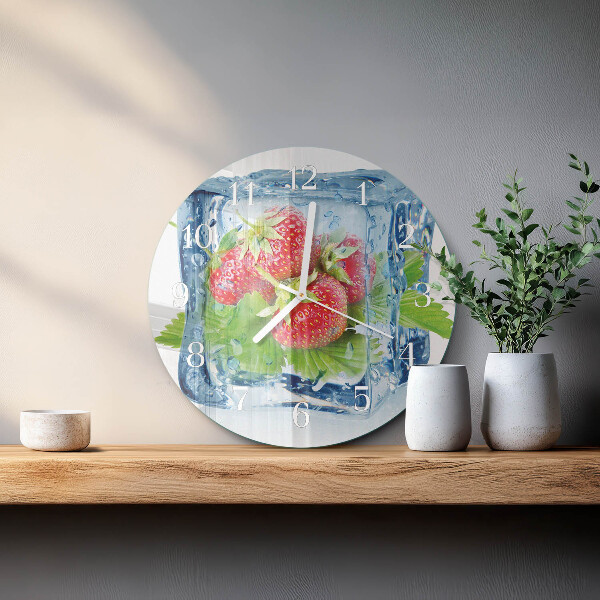 Glas wanduhr Erdbeereis