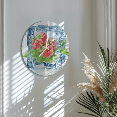 Glas wanduhr Erdbeereis
