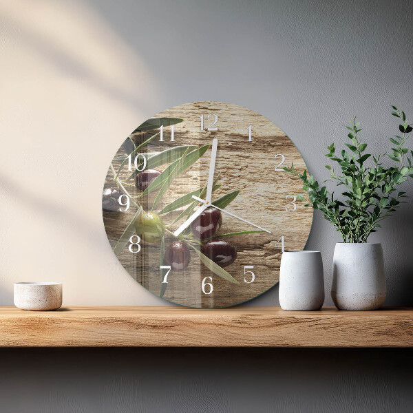 Glas wanduhr Oliven