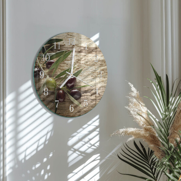 Glas wanduhr Oliven