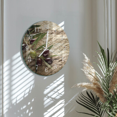 Glas wanduhr Oliven
