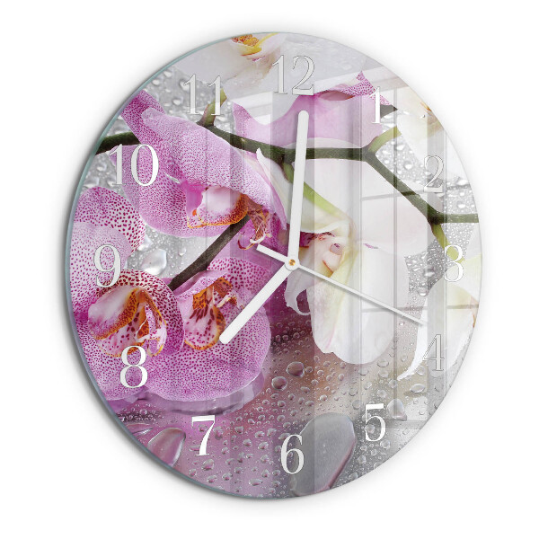 Glas wanduhr Orchidee