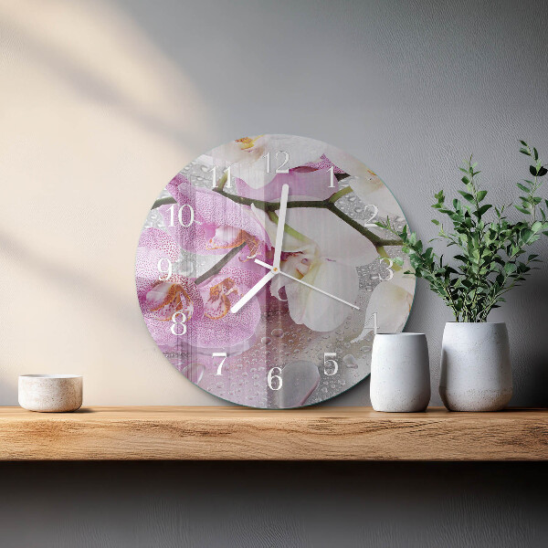 Glas wanduhr Orchidee